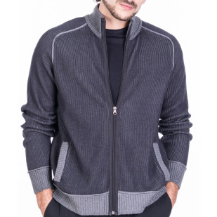 two colors ribbed full-zip...