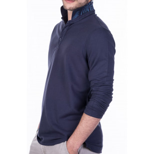 long sleeve stretch overdyed pique polo