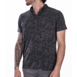 leaves printed overdyed polo