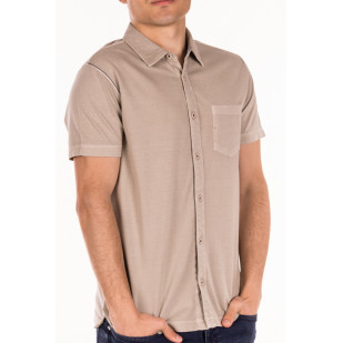 overdyed front textured fabric polo shirt