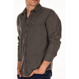 camisa lino/algodón manga larga sobretintada