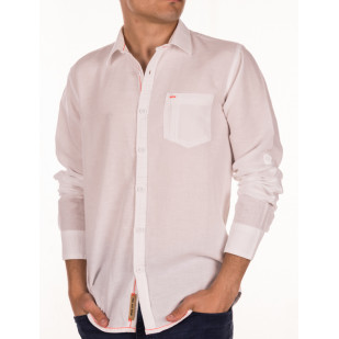 camisa lino/algodón manga larga sobretintada