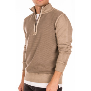 overdyed structured half-zip sweater