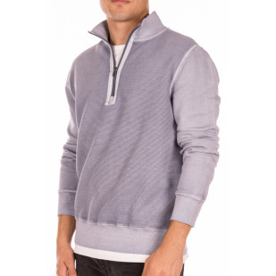 overdyed structured half-zip sweater