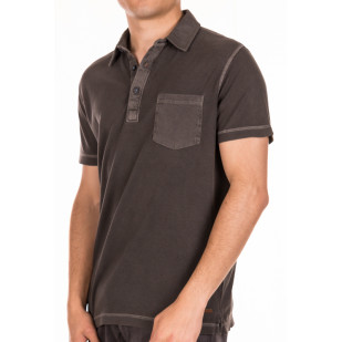 overdyed textured fabric polo
