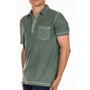 overdyed textured fabric polo